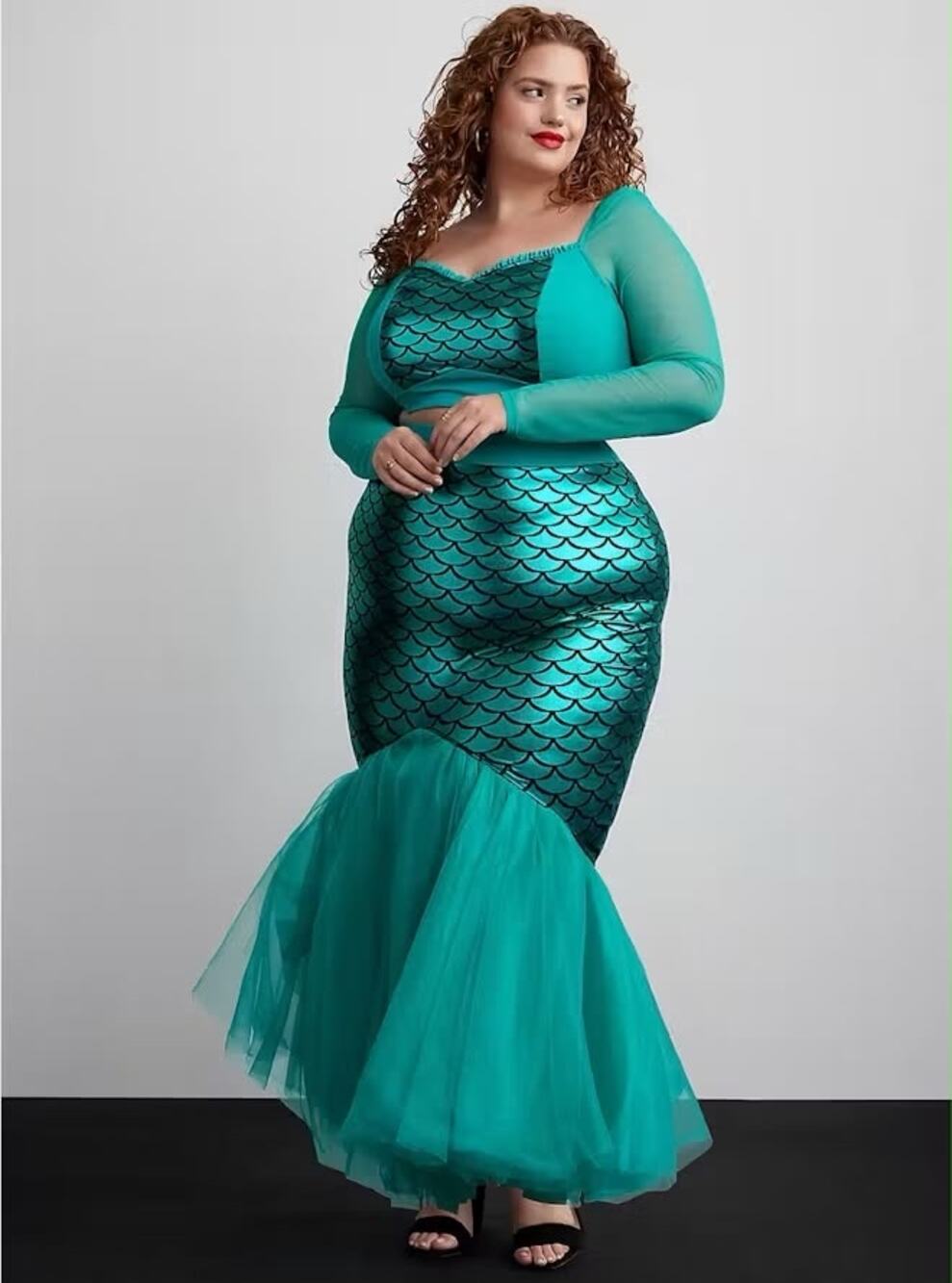 Torrid Mermaid Costume 2 Piece Teal Tulle Fishtail Dress Plus Size 2 18/20 NWT